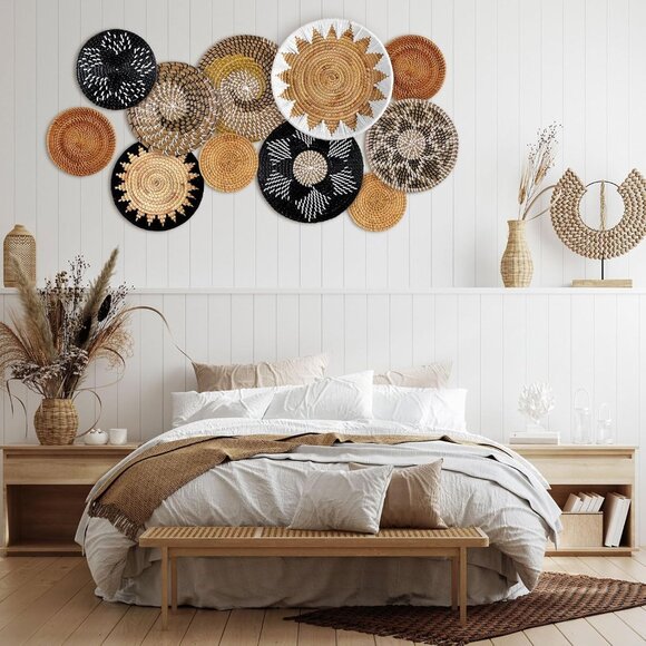 11 Pcs Boho Hanging Wall Basket Decor Handmade Woven Basket Wall Decorative Boho - Picture 5 of 6